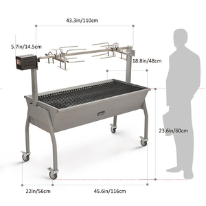 99 ซม.สแตนเลสเชิงพาณิชย์ถ่าน Rotisserie ย่างความจุ 50 กก.สําหรับแกะหมูหมูสําหรับบ้านบาร์บีคิว - Product Image 4