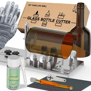 Upgraded Glass Cutter for Bottles with Glass Cutting Oil Glass Cutting Kit fo Bottle Cutter for Round Bottles