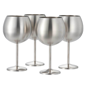 <span class=keywords><strong>Verre</strong></span> à vin personnalisé en acier inoxydable 304 pied haut 500ml pour finition en <span class=keywords><strong>verre</strong></span> à champagne résistant aux chutes pour la vaisselle d'extérieur en métal Gobl - Product Image 3