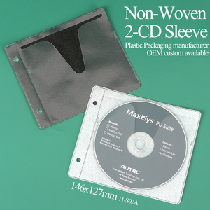 SUNSHING Wholesale CD DVD Sleeves <b>White</b> Paper CD <b>Envelope</b> Holder Non-Woven Material Double-Sided Refill Plastic Sleeve for Discs - Product Image 1