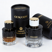 Botol Parfum Desain Khusus Mewah 50ml Wadah Parfum Silinder Hitam Gradasi Kaca Bulat 100 ml dengan Kemasan Kotak