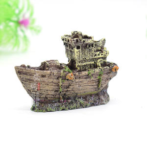 Hars Materiaal Gezonken Schip Mini Piratenschip, Vernield Schip <span class=keywords><strong>Aquarium</strong></span> Landschapsarchitectuur Voor Kleine Aquaria Huisdier Versieren Accessoire - Product Image 2