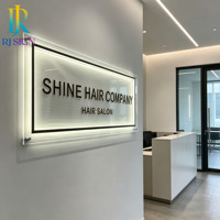 Letrero de Neón Acrílico Personalizado con Base Transparente, Letras Doradas en Espejo, Tablero LED para Salón de Belleza, Peluquería, Barbería, Letrero Comercial