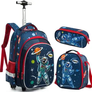 Mochila para bagagem de criança, bolsa de viagem para escola primária para meninos e meninas com estampa de desenhos animados