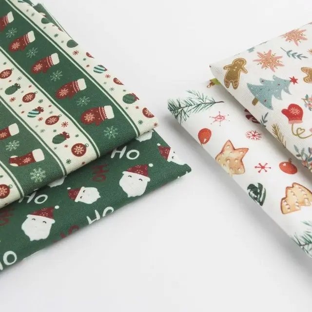 Tecido estampado de algodão liso, de alta qualidade, venda quente, para decorações de natal