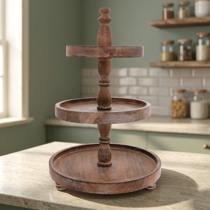 Soporte para Pastel de Madera de Acacia Ecológico y Lujoso, Color Natural, Hecho a Mano, Apto para Horno y Microondas, BS INTERNATIONAL, 1 Pieza - Product Image 1