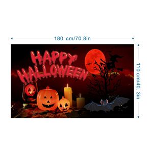 Fondo Fotográfico de Halloween con Castillo, Calabazas, Brujas, Murciélagos y Cementerio para una Noche de Terror - Product Image 1