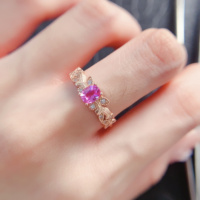 Factory Wholesale Luxury 925 Sterling Silver Oval Cut Gold Plated Women's Ring Natural Pink Sapphire for Engagement Wedding Gift