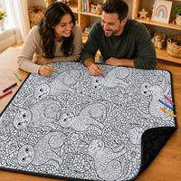 Couverture à colorier personnalisée tendance pour enfants, tapis de jeu artistique DIY, cadeau d'activité parent-enfant, tapisserie