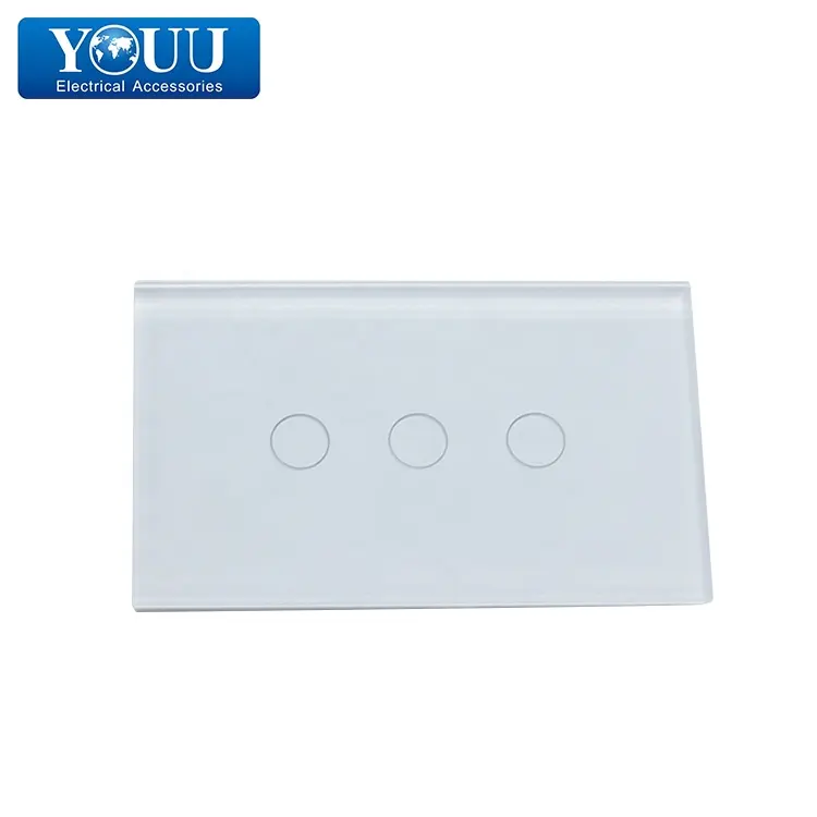 3 Way Switch YOUU 3 Gang 1 Way Remote Touch Dimmer Smart Light Wall Switch Crystal Glass Panel Material