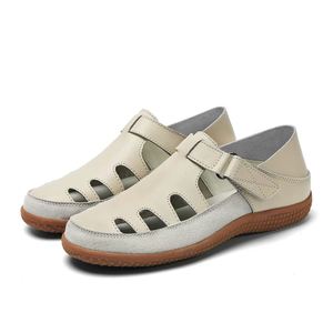 Large Size Casual Women's Outdoor Sandals Breathable Leather <b>Hook</b> Loop for Slip-On Design Lightweight Anti-Slippery Spring - Product Image 1