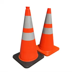 2024 Safety Traffic Warning 360X360/ 400*400 mm Base Size 750mm Pvc Reflective Traffic Road Cone