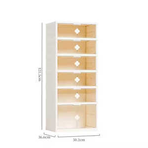 Scatola Portascarpe Pieghevole in Plastica Impilabile a Quattro Piani, Design Classico, <span class=keywords><strong>Dimensioni</strong></span> 50.2x36.6x122cm per Casa - Product Image 4