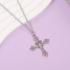 Collana a Croce Trendy da Donna, Stile Gotico Y2K, con Diamanti, in Lega di Zinco, per Clavicola, Design Cool e Audace, per Ragazze alla Moda, Ideale per l'Export - Product Image 2