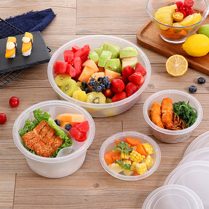 Round Disposable <b>Plastic</b> <b>Lunch</b> <b>Box</b> Thickened With Lid For Takeout Packaging Food Storage - Product Image 1