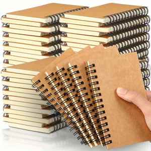 OUTUS FC409643 100 Pcs Memo Pads 5 X 3'' <b>Small</b> Pocket Spiral Journal <b>Notepad</b> Ruled Notebook Sketchbook Kraft Cover 120 Pages - Product Image 2