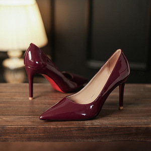 Zapatos de Tacón de Aguja con Punta Puntiaguda, de Charol, Super Altos de 8 cm, Zapatos de Novia, Sin Cordones, Tendencia de Moda - Product Image 1