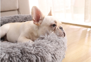 Lit pour <span class=keywords><strong>chien</strong></span> en tissu super doux et <span class=keywords><strong>anti</strong></span>-anxiété, lit rond confortable en fausse fourrure, <span class=keywords><strong>coussin</strong></span> lavable de luxe pour animaux de compagnie - Product Image 5