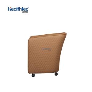 Chaises de tabouret de technicien de pédicure à <span class=keywords><strong>gaz</strong></span> rotatives réglables en cuir PU marron haut de gamme avec roues - Product Image 4