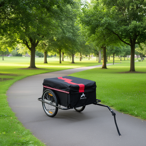 Remorque de vélo pour transport de marchandises, capacité maximale de 100 kg, housse amovible rouge, chariot utilitaire pour usage quotidien - Product Image 2