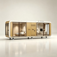 Capsule spatiale préfabriquée de luxe en acier, maisonnette modulaire à panneaux sandwich, porte, deux chambres, prête à l'emploi, maison de vacances pour complexe hôtelier