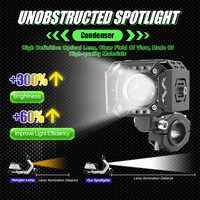 Projecteur LED Alcanta RTS-DPZCE-JR 24V 30W pour moto, lumière antibrouillard, blanc jaune, faisceau haut et bas, DRL rouge, projecteur auxiliaire, scooter