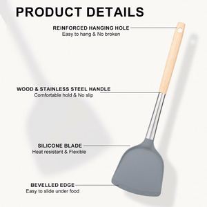 Hot Sale Premium Wood Handle Stainless Steel Cooking Spatula Silicone Colorful <b>Kitchen</b> Mini Utensils Set with <b>Storage</b> Holder - Product Image 3