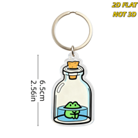 Porte-clés Grenouille dans une Bouteille, Adorable Anfie en Acrylique avec Design en Verre Bouchonné pour Clés, Sacs et Sacs à Dos