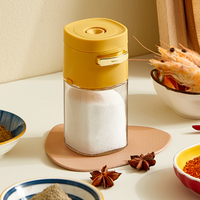 Distributeur de sel en verre carré de 180ml, conception de bouton de pression à une main avec dosage de précision de 0.5g pour la cuisine et l'utilisation à la table
