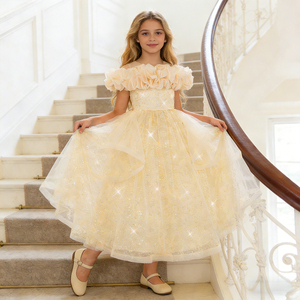 MQATZ, vestido de princesa de satén Floral para niñas, lentejuelas bordadas, lazo, cuello redondo, Formal para cumpleaños, bodas, fiestas, niños, ALP190 - Product Image 2