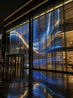 Écran LED transparent de qualité professionnelle pour mur-rideau en verre de grand centre commercial