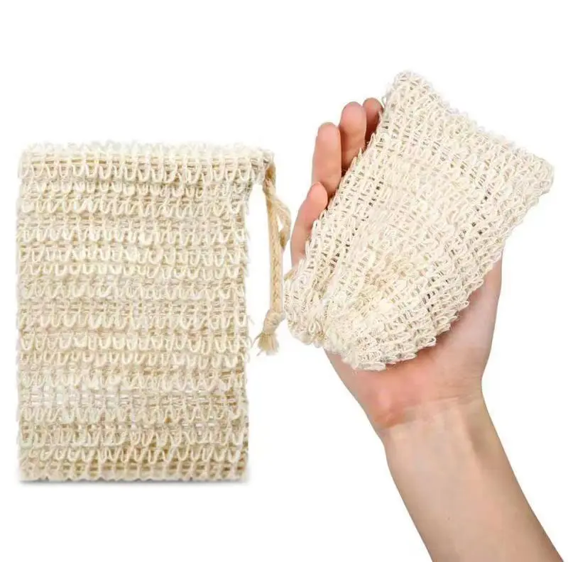 Sabun koruyucu çanta doğal Sisal peeling sabun çantası, el yapımı sabun örgü çanta ile İpli banyo ve duş için kullanımı