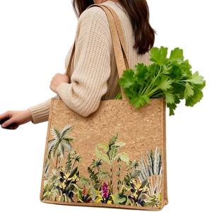 Custom Printed Cork Shopping <strong>Bag</strong> with Logo Zipper Closure Reusable Foldable Eco-Friendly Tote Grocery &amp; Retail Gift <strong>Bag</strong> - Product Image 1