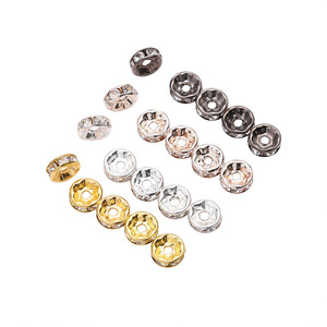 Anneaux en strass électroplaqués, perles rondes d'espacement, zircone cubique, composants de bijoux pour bracelets et accessoires DIY - Product Image 1