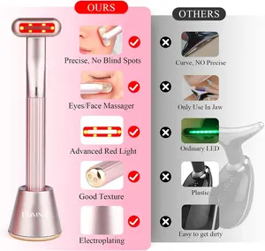 Tongkat perawatan kulit, alat perawatan kulit dengan arus mikro + terapi cahaya merah + pijat wajah + kehangatan terapi untuk perangkat perawatan kulit