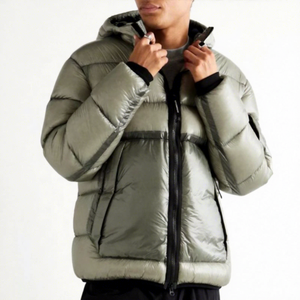 Veste matelassée à capuche pour homme, manteau d'hiver en duvet, coupe décontractée, coupe-vent, épaisse, coupe régulière, vert olive, fermeture éclair, rembourrage en polyester - Product Image 5