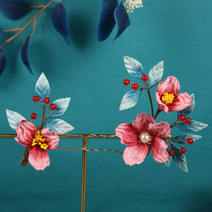Diseño original, estilo nuevo, estilo antiguo, juvenil, horquilla china con flor en degradado rosa, bata de la mañana, maquillaje Hanfu, Hanfu - Product Image 1