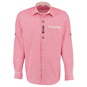 Stylish <b>Men's</b> Casual <b>Shirts</b> <b>Long</b> <b>Sleeve</b> Check <b>Red</b>&WhiteSlim Fit Bavarian Dress <b>Shirt</b> - Product Image 1