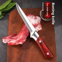 Couteau de boucher ultra-affûté de 16 cm, couteau à désosser en acier inoxydable, couteau spécial pour couper la viande de porc, de vache et de mouton, manche en bois