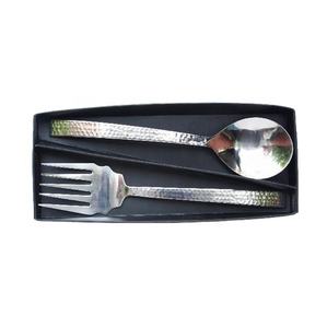 Juego de ensaladas hecho a mano martillado y pulido con espejo Hecho en acero Tenedor de cinco dientes Vajilla Cubiertos - Product Image 1