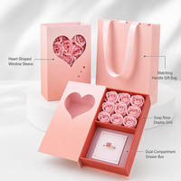 Boîte à tiroir personnalisée avec fenêtre en forme de cœur, emballage de luxe, coffret cadeau rose pour la Saint-Valentin, vente en gros OEM ODM