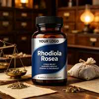 Capsules d'extrait de Rhodiola Rosea, complément adaptogène naturel pour l'énergie et la concentration, 60 unités, racine végétale pour adultes