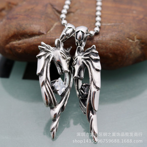 Collier pendentif loup Yunnique en acier inoxydable, motif griffe du zodiaque, serti de diamants blancs, bijou cadeau - Product Image 4