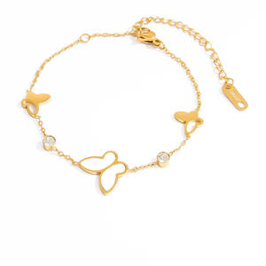 Butterfly Charm <b>Bracelet</b> Gold Plated Zinc Alloy With <b>Red</b> Enamel And Crystal For Women Gift Jewelry - Product Image 5