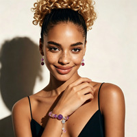 Bracelet en cristal d'améthyste naturelle pour femmes, bracelet extensible fait main avec perles facettées, pierre de guérison, bijoux floraux