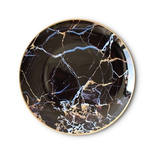 Ceramics Dishwasher Safe Bone China Dinning Ceramic Plate with Gold Rim Excellent Houseware Black <b>Marble</b> Dinner <b>Set</b> - Product Image 4