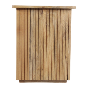 Tavolino quadrato con bordi scanalati, tavolino in legno per piccoli spazi, mobile d'accento per camera da letto - Product Image 4
