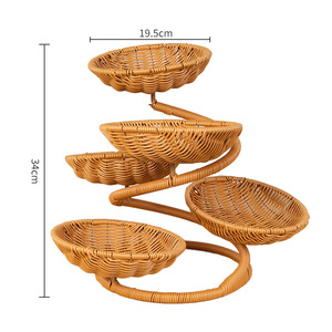 Panier en rotin tressé à la main multi-niveaux pour <span class=keywords><strong>fruits</strong></span>, idéal pour restaurants et usage domestique, plateau à <span class=keywords><strong>fruits</strong></span> secs, snacks et pâtisseries - Product Image 6