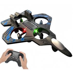 Avion de chasse télécommandé 2,4 GHz pour enfants, avec figures acrobatiques à 360°, jouet volant pour débutants avec lumière - Product Image 1