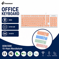 Keyboard Kantor Berkabel Ukuran Penuh 104-tombol Warna-warni, Multifungsi, Ultra Tipis, Murah Grosir untuk Kantor dan Rumah